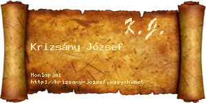 Krizsány József névjegykártya